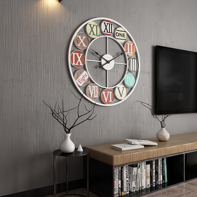 Silent Wrought Iron Metal Wall Clock