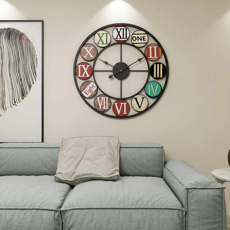 Silent Wrought Iron Metal Wall Clock