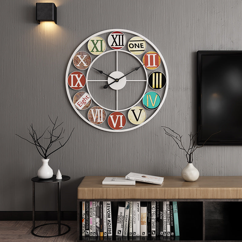 Silent Wrought Iron Metal Wall Clock
