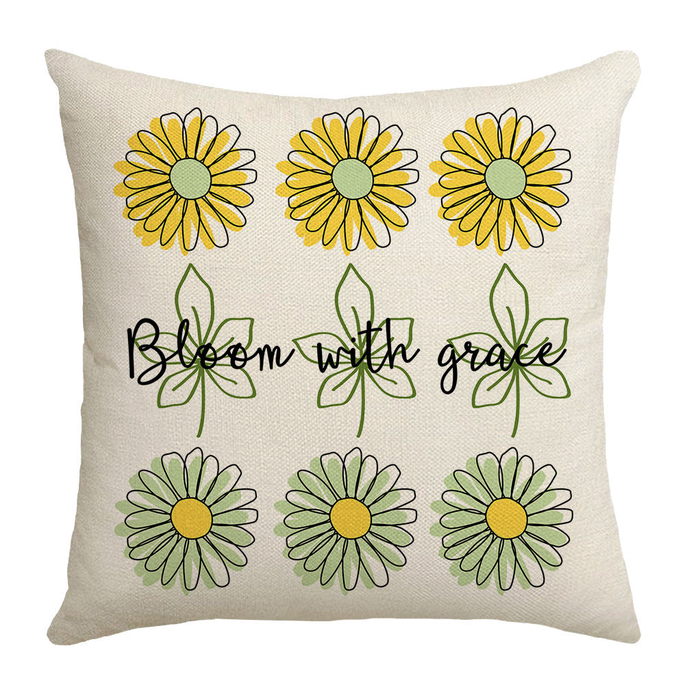 Summer Green Plant Flower Pillow Cover