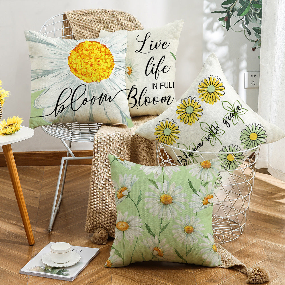 Summer Green Plant Flower Pillow Cover