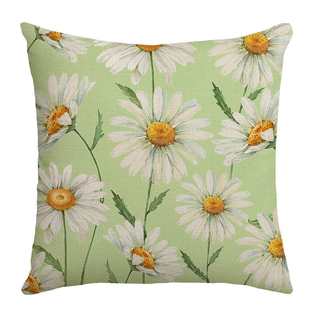 Summer Green Plant Flower Pillow Cover