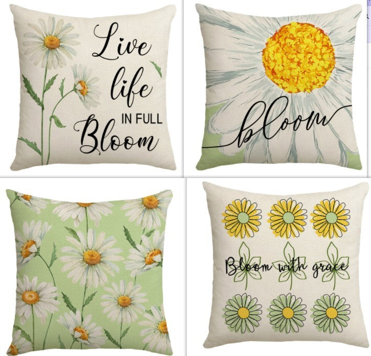 Summer Green Plant Flower Pillow Cover