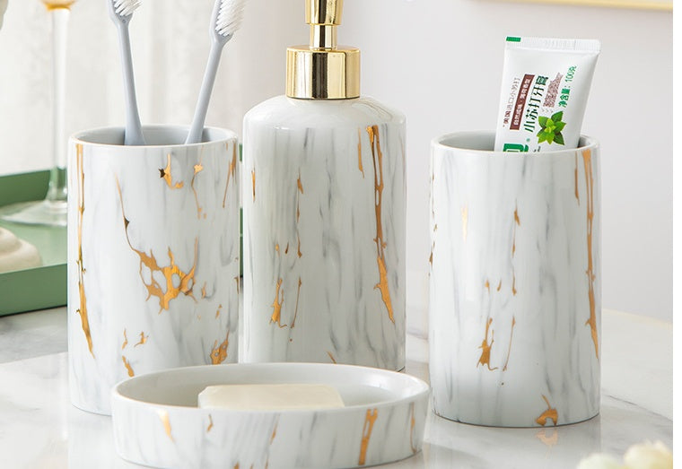 Ceramic Marble Bathroom Wash Kit