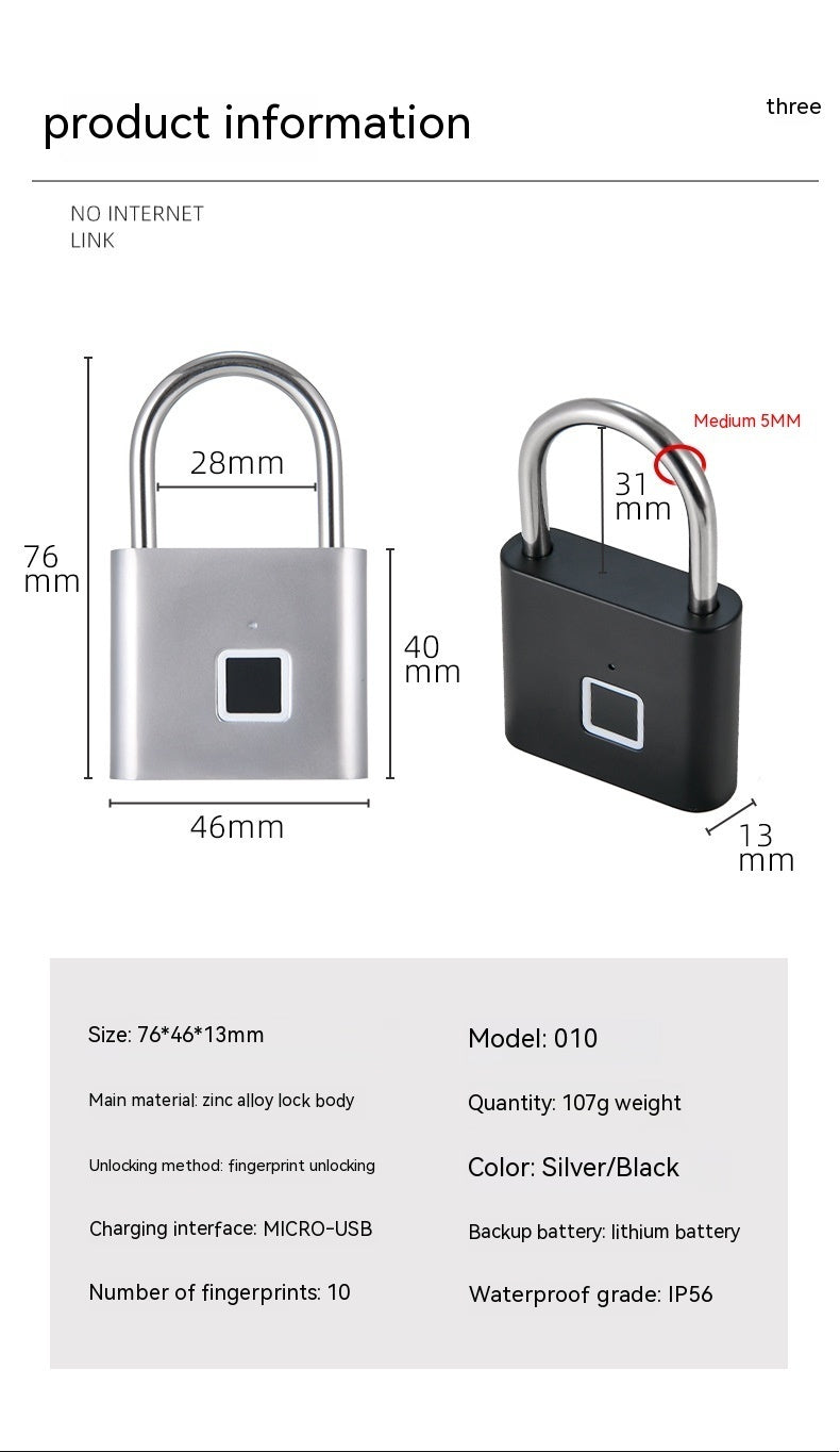 Household Smart Waterproof Fingerprint Lock