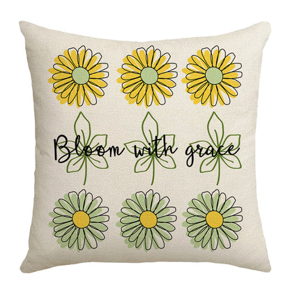 Summer Green Plant Flower Pillow Cover