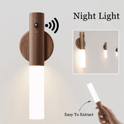USB Magnetic Wood Cabinet Night Lamp