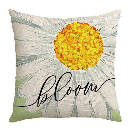 Summer Green Plant Flower Pillow Cover