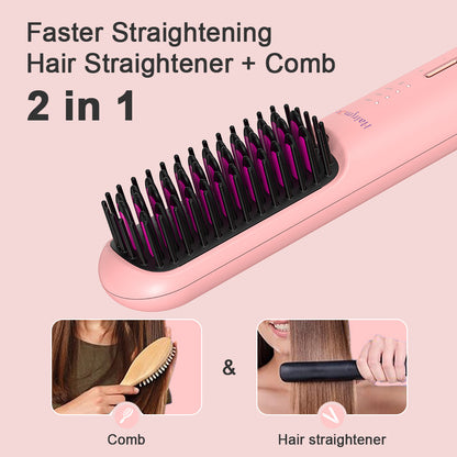 Portable USB 2 In 1 Hair Straightener Comb