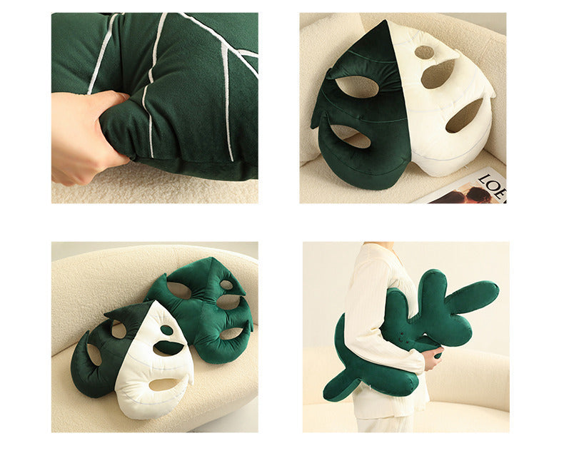 Philodendron Green Plant Shaped Pillow