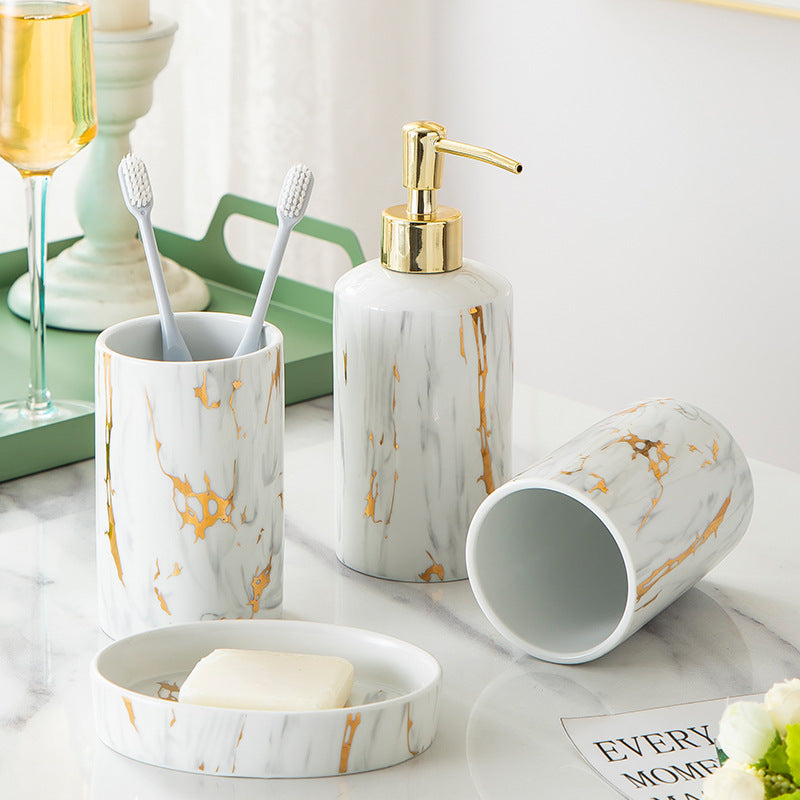 Ceramic Marble Bathroom Wash Kit