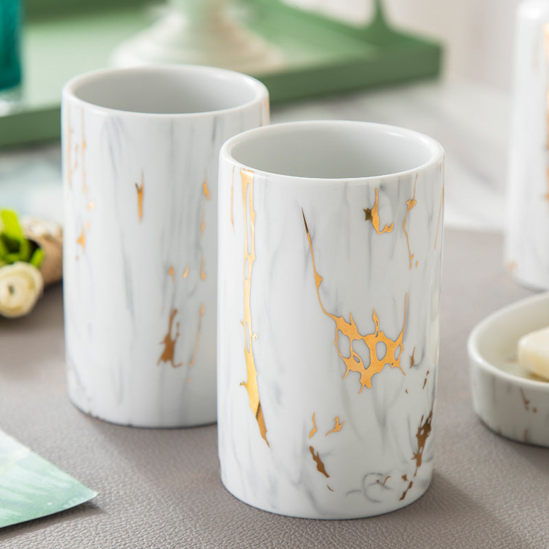 Ceramic Marble Bathroom Wash Kit