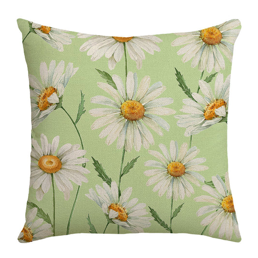 Summer Green Plant Flower Pillow Cover